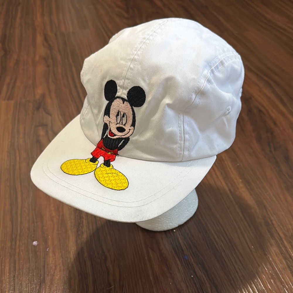 4/$45 Disney Vintage Flat Bill Embroidered Mickey Mouse White Hat